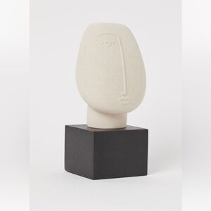 H&M Ceramic Head Sculpture with Wood Base, Like New, HM Home Face